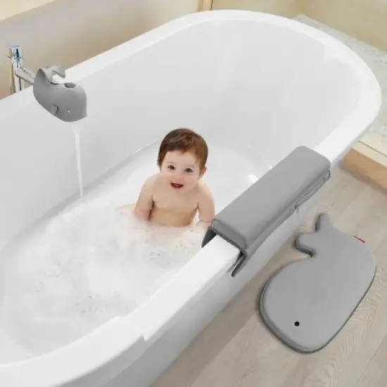Skip Hop Moby Baby Bath Set with Four Bathtime Essentials - Gray - 4pk image {1}
