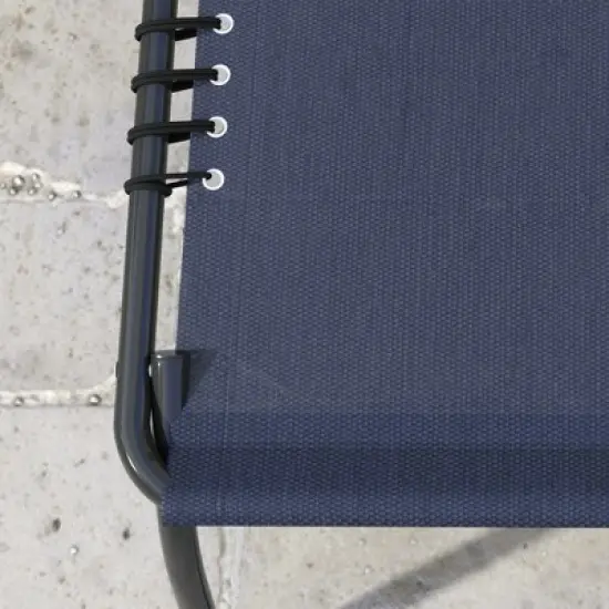 TIRAMISUBEST 2-Pack Folding Chaise Lounge Chairs Set with Adjustable Backrest & Pillow, Breathable Mesh Pool/Beach/Patio Recliners, Dark Blue image {7}