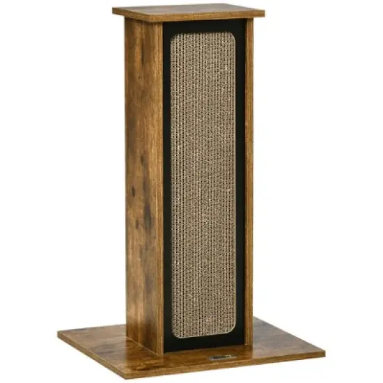 PawHut Scratching Post with Corrugated Paper and Sisal Scratch Board, Pet Furniture with a Replace Paper Board, Brown image {3}