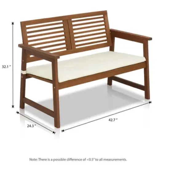 HOMLUX Outdoor 2-Seat Garden Bench Porch Chair with Removable Cushion, Weatherproof image {7}