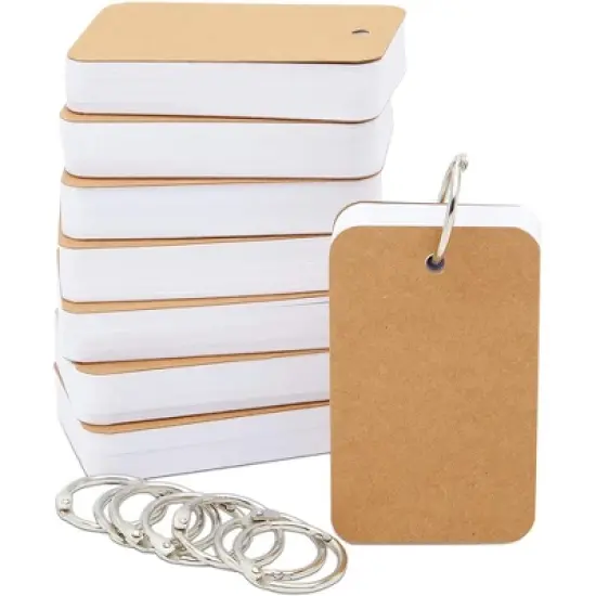 Infinite Curiosity 8 Pack Blank Flash Cards with Rings for Studying with 50 Sheets Each, 250gsm Index Notecards, 2.2 x 3.5 In image {7}