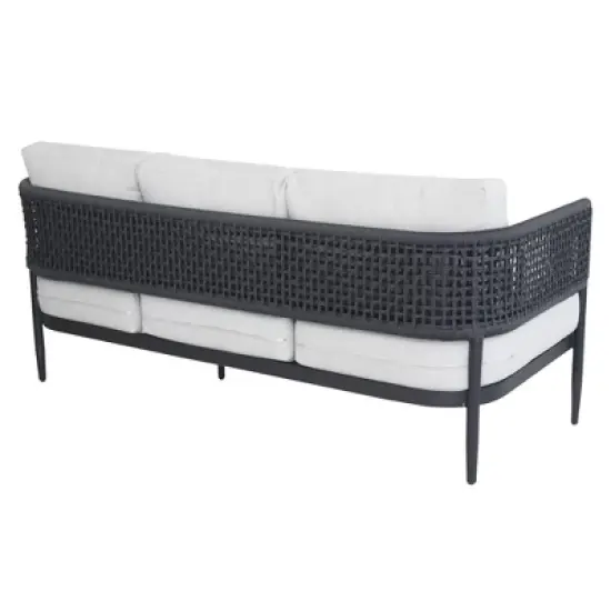 International Concepts Woven Abaca Rope Outdoor Patio 3 Seater Sofa with Cushions image {3}