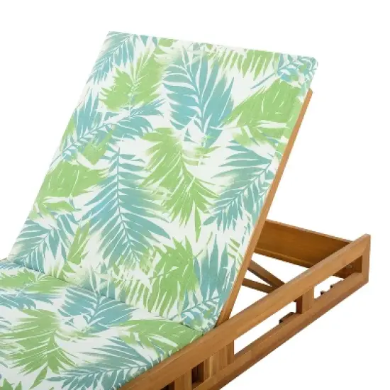 Christopher Knight Home Klayton Outdoor Acacia Wood Adjustable Chaise Lounge with Water-Resistant Cushion and Slatted Base (Set of 4) image {7}