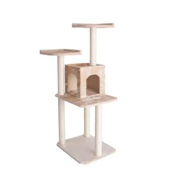GleePet GP78571 57-Inch Real Wood Cat Tree With Two-Door House Condo image {1}