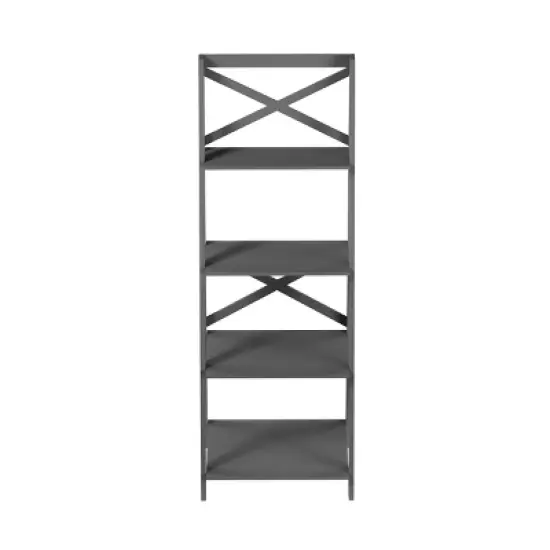 Hastings Home Ladder Bookcase X Back Frame, Gray image {1}