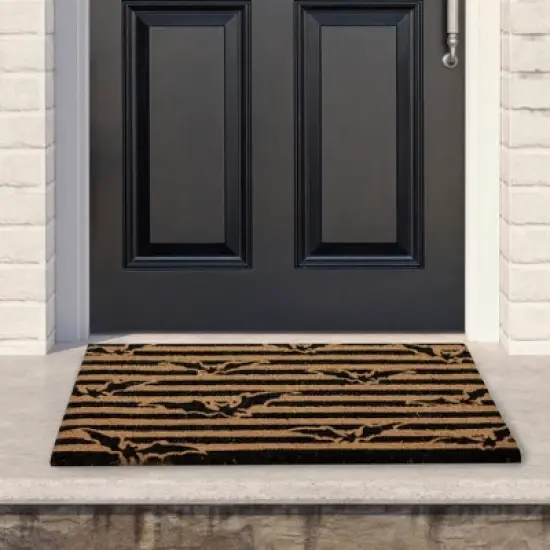 Northlight Natural Coir Flying Bats Halloween Doormat 18" x 30" image {1}