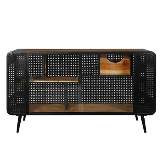 55.12" Cat House With 2 Sliding Tempered Glass Doors, Metal Spacious Pet Kennel For Living Room Hallway Study Room And Other Spaces image {4}