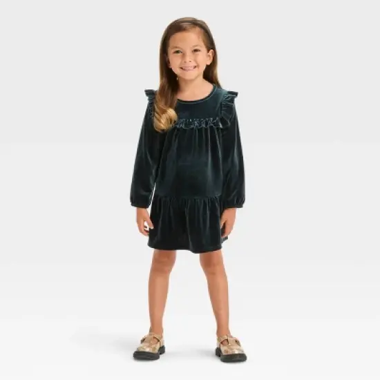 Toddler Girls' Solid A-Line Long Sleeve Dress - Cat & Jack&trade; Black image {3}