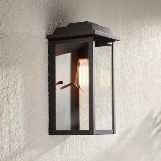John Timberland Eastcrest Modern Outdoor Wall Light Fixture Textured Black 14" Clear Glass Panels for Post Exterior Barn Deck House Porch Yard Patio image {6}
