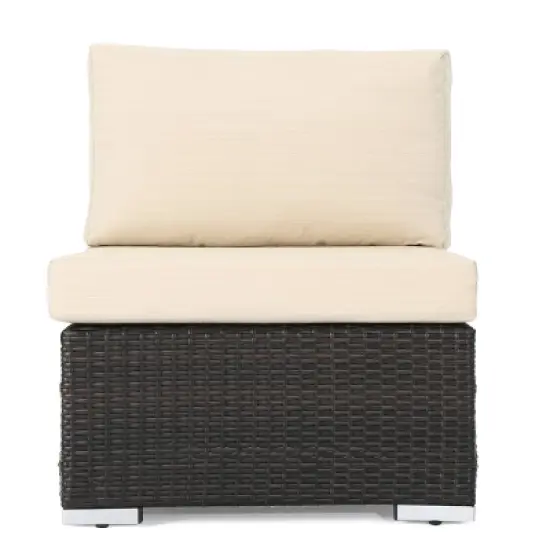 Christopher Knight Home 3pc Santa Rosa Wicker Outdoor Patio Sectional Sofa Multibrown/Beige image {17}