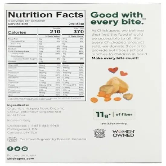 Chickapea Organic Penne Pasta - Case of 6/8 oz image {2}