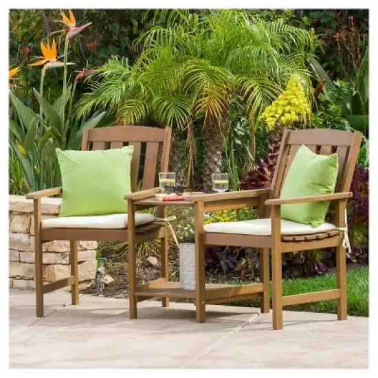 Belize Meranti Adjoined 2-Seater - Cream & Honey Oak - Christopher Knight Home image {1}