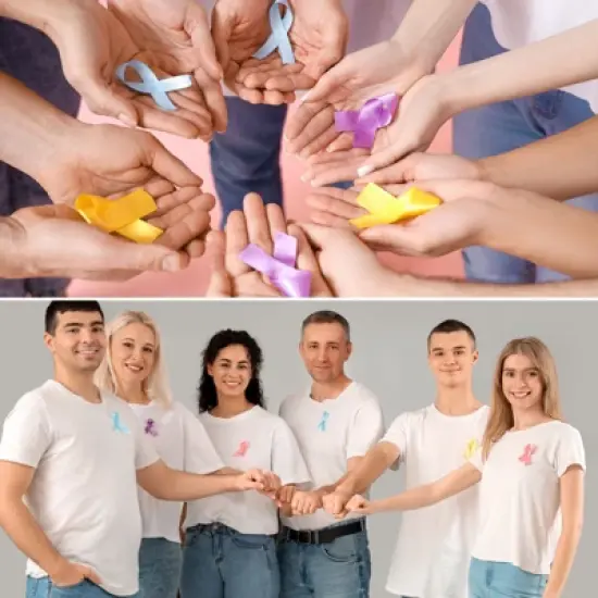 Unique Bargains Satin Awareness Ribbons with Safety Pins 100 Pcs image {5}