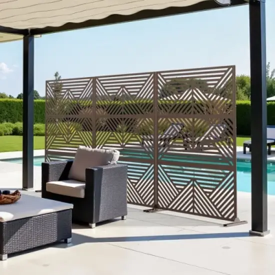 PexFix 72 in. x 47 in. Outdoor Privacy Rectangle Screen Galvanized Steel Panel Divider in Brown image {8}