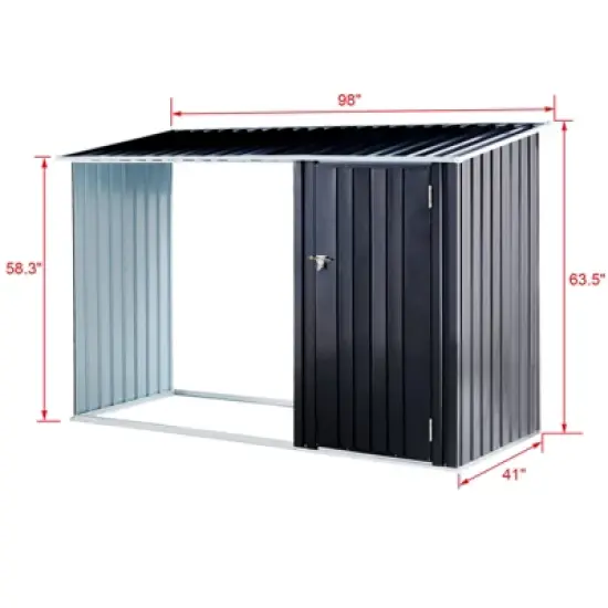 Outdoor 2 in 1 Multipurpose Sloped Roof Shed,Open Woodshed with Large Space for Backyard Garden Patio Lawn,Weather Resistant Galvanized Steel image {1}