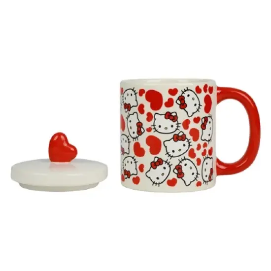 Hello Kitty Valentine's Day 16 Oz White Ceramic Lidded Mug image {3}
