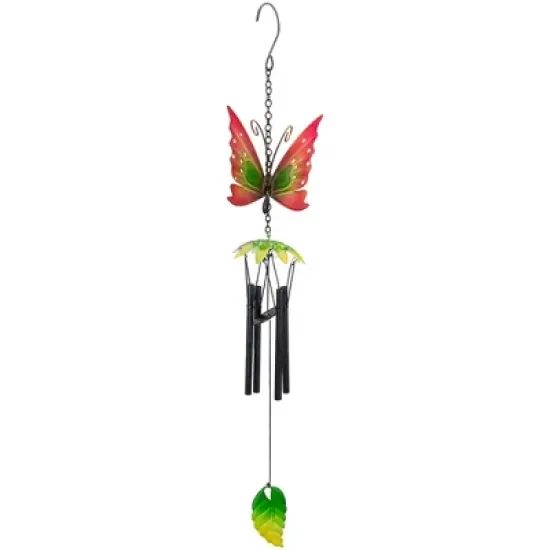 Northlight 19" Red Metal Butterfly Outdoor Garden Windchime image {4}