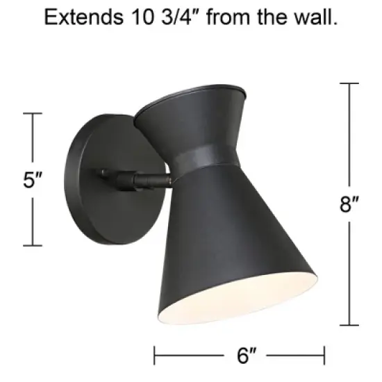 John Timberland Vance 8" High Modern Outdoor Wall Light Fixture Mount Porch House Exterior Outside LED Bulb Swivel Weatherproof Black Metal Deck image {3}