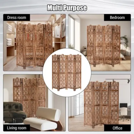 Tall Room Divider,Japanese Room DividerScreen Room Dividers, Folding Wooden Privacy Partition for Room image {4}