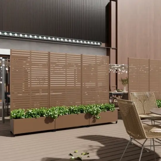 PexFix 72 in. H x 35 in. W Brown Metal Rectangle Wall Planter Box with Trellis for Climbing Plants image {3}