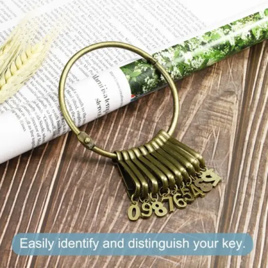 Unique Bargains Key Organizer Keychain Key Management Holder with Digits Buckles Rings for Office 3.2'' Dia Bronze image {4}