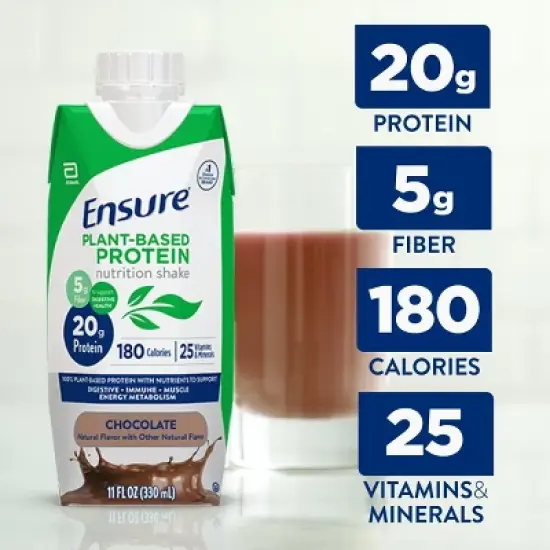 Ensure Plant-Based Protein Nutrition Shake, Chocolate, 11 fl oz, 12 Count image {2}