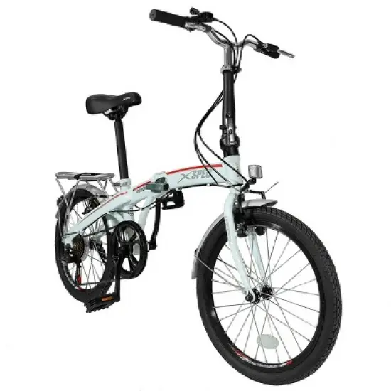 Xspec 20" 7 Speed Folding Compact City Commuter Bike, White (NOT Electric) image {7}