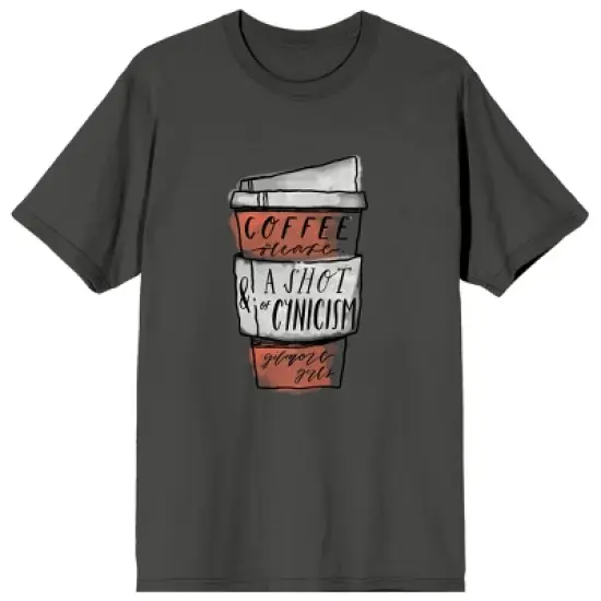 Gilmore Girls Luke's Cafe Coffee Sketchy Art Women's Charcoal Graphic Short Sleeve Crew Neck Tee image {7}