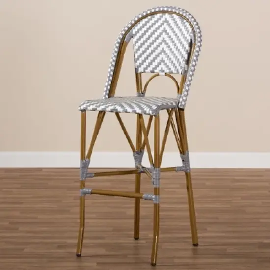Ilene Indoor and Outdoor Stackable Bistro Barstool Gray/White - BaxtonStudio image {3}