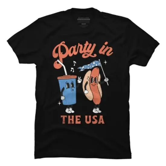 Men's Design By Humans Party In The USA, 4th of July By T-Shirt image {2}