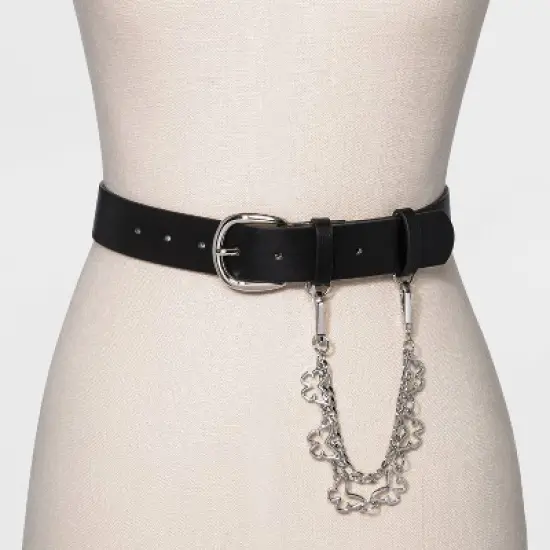 Women's New Polyurethane with Swag Chain Belt - Wild Fable&trade; Black image {1}