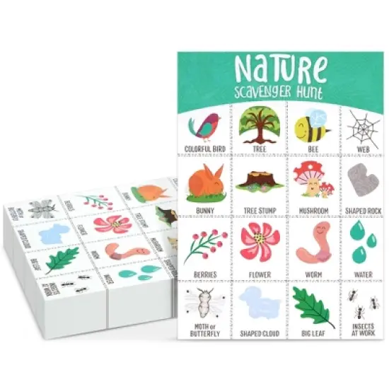 Infinite Curiosity 50 Pack Nature Themed Scavenger Hunt Cards for Kids, Outdoor Family Find and Seek Game image {8}