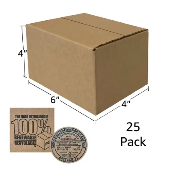 UOFFICE Pack of 25 Corrugated Boxes 6" x 6" x 4" Wholesale Shipping Boxes image {2}