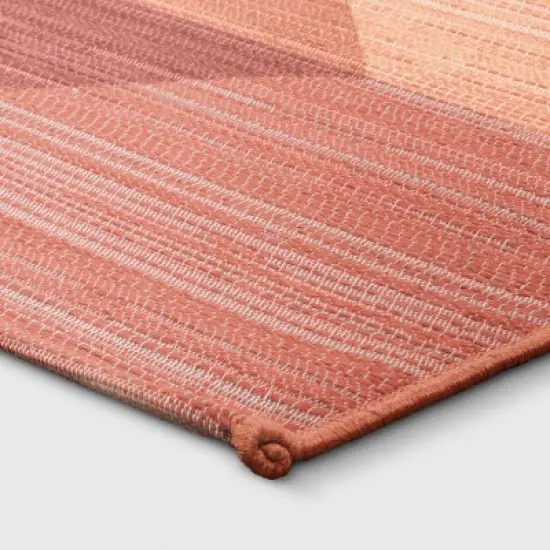 7'x10' Scandi Asymmetrical Rectangular Woven Outdoor Area Rug Bright Peach - Opalhouse&trade; image {2}
