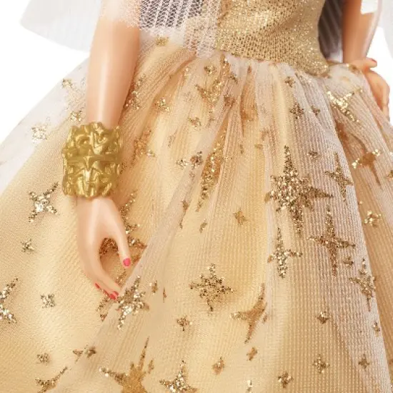 Barbie 13" Signature 2023 Holiday Collector Doll with Golden Gown and Black Hair image {5}