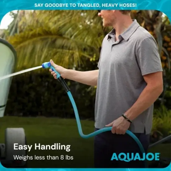 Aqua Joe 50' Professional Grade Garden Hose with Dual Swivel Grenade Grips, Kink-Free and Abrasion Resistant Flexible Hybrid Polymer, AJPGH50-PRO image {5}