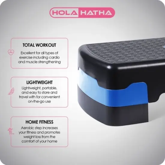 HolaHatha Aerobic Step Platform Exercise Fitness Equipment w/ Adjustable Height image {3}