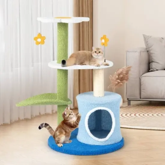 Costway 4-Tier Modern Cat Tree Tower Kitten Activity Center with Sisal Scratching Post image {1}