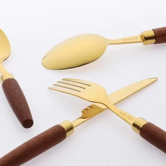 REGALWOVEN Stainless Steel Mirror Polished Silverware Flatware Set with Knife 4 Pcs image {2}