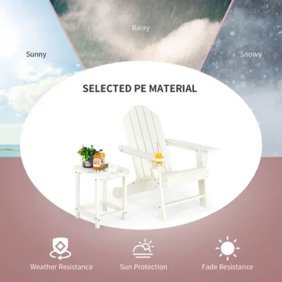 Costway 3PCS Patio Adirondack Chair & Side Table Set Weather Resistant w/ Cup Holder image {2}