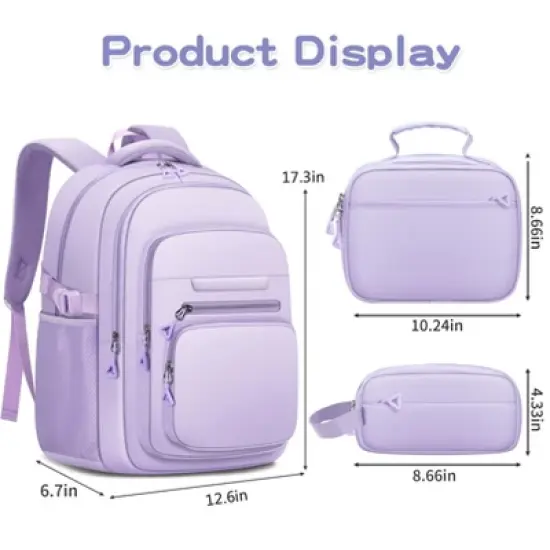 Kids Backpack for Girls School Backpack with Lunch Box 3Pcs Set Pencil Case Bookbag Cute Elementary Students Daypacks image {6}