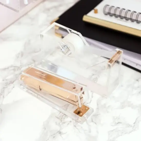 RUSSELL + HAZEL Acrylic Stapler Gold: Gold Desk Accessories, Office Supplies, Non-Powered Desk Tools image {2}