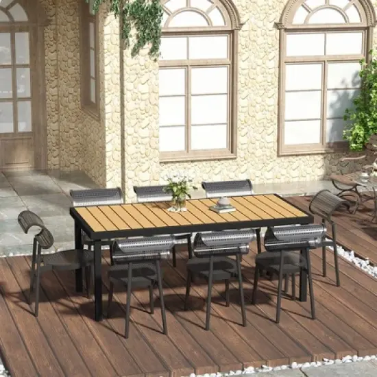 Resenkos Patio&nbsp;Dining&nbsp;Tables,Patio Tables,Outdoor Dining Table for 8 People, Garden Table with All-Weather Faux Wood Top, Natural Brown image {10}