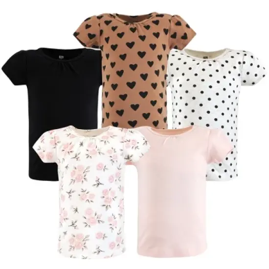 Hudson Baby Infant and Toddler Girl Short Sleeve T-Shirts, Cinnamon Pink Prints image {9}