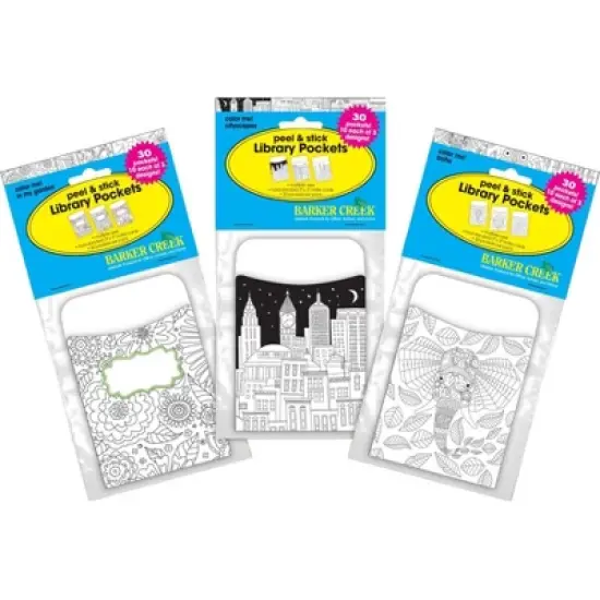 3pk 30ea Color Me! Peel & Stick Library Pockets - Barker Creek image {4}