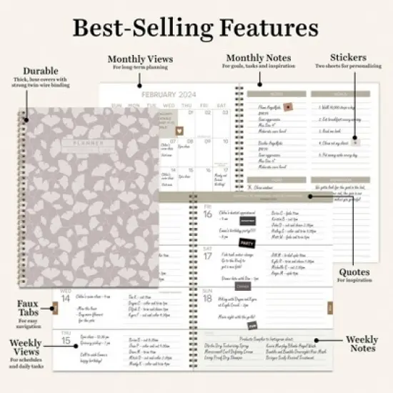 TF Publishing 2024 Weekly/Monthly Planner 11"x9" Tranquil Floral image {6}