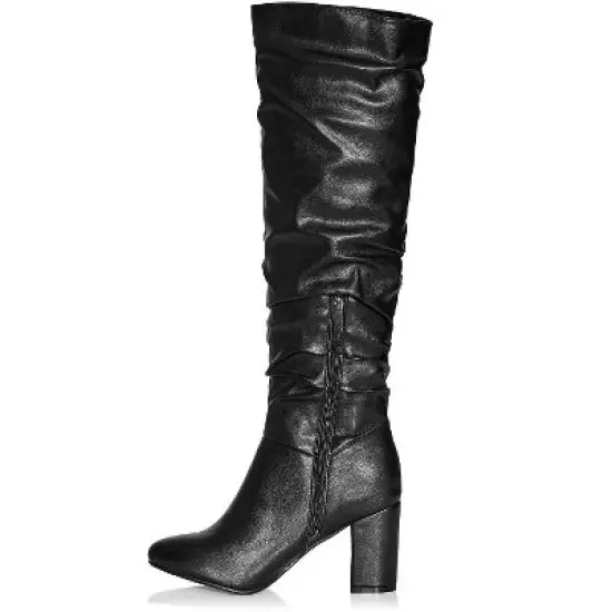 Women's WIDE FIT Petra Sleek Knee Boot - black | CITY CHIC image {2}