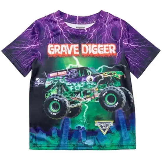 Monster Jam Maximum Destruction Son-uva Digger Earth Shaker Grave Digger Megalodon 3 Pack Athletic T-Shirt Toddler to Big Kid image {2}