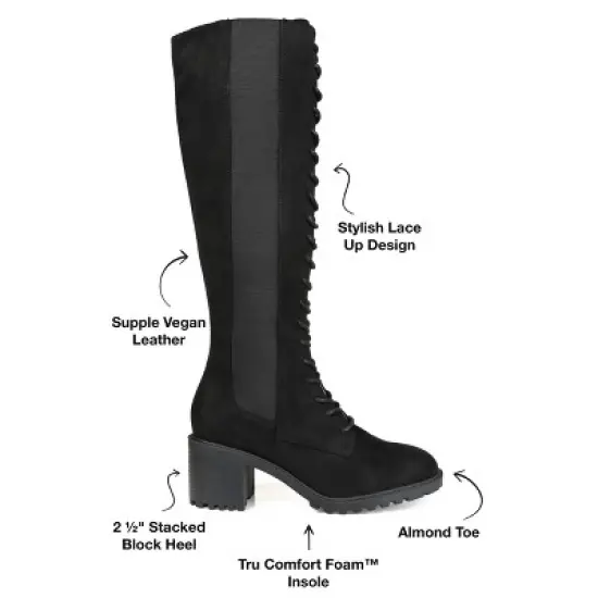 Journee Collection Womens Jenicca Tru Comfort Foam Wide Calf Stacked Heel Knee High Boots image {7}