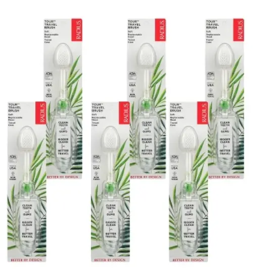 Radius Tour Travel Brush Soft Replaceable Head Toothbrush Travel Case - 6 ct image {5}
